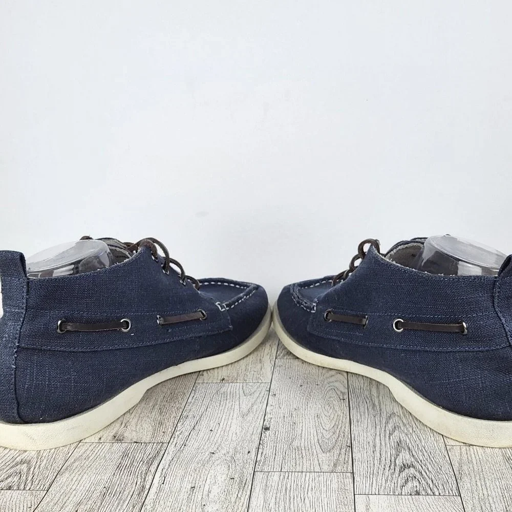 Aldo Casual Boat Shoes Mens Size US 12 EU 45 Blue Mid Top Lace Up Canvas/Leather